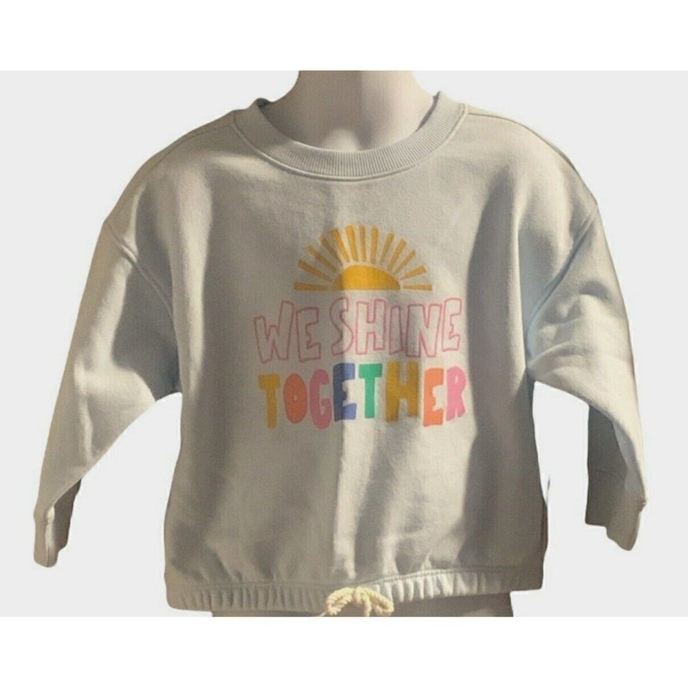 Old Navy Girls Graphic Sweatshirt Size 2T Light Blue Drawstring Hem Long Sleeve